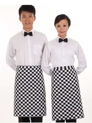 餐厅厨师围裙挂脖黑色长袖酒店工作服定做中西式厨师服